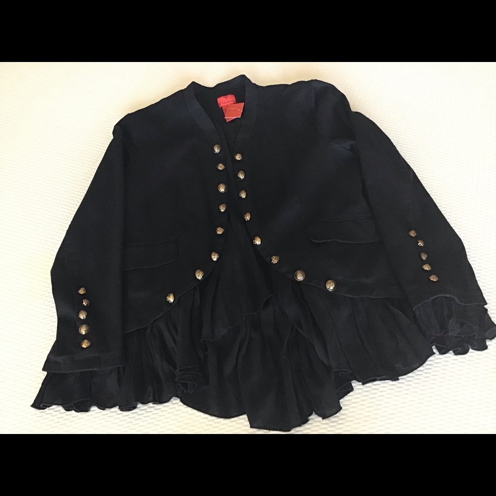 Black Cotton Jacket/long sleeves/Gold Buttons